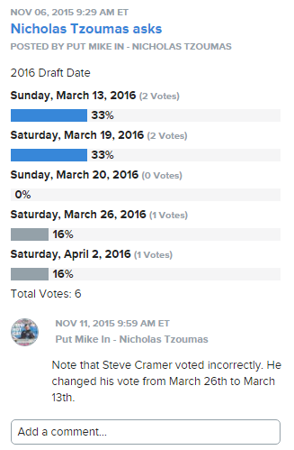 2016 Draft Date Poll